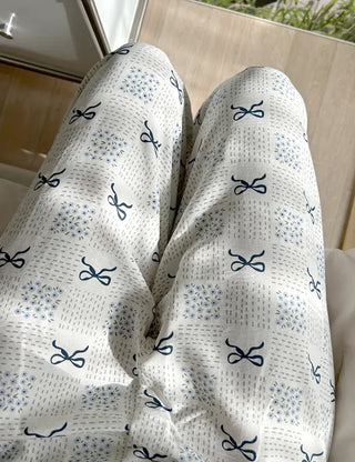 Navy Ribbon Homewear Pajamas Women's Sleepwear Pants