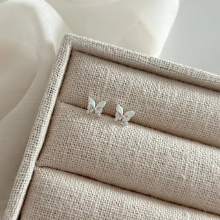 925 Silver Opal Cubic Butterfly Mini Silver Earrings