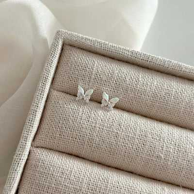 925 Silver Opal Cubic Butterfly Mini Silver Earrings