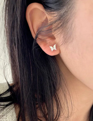 925 Silver Opal Cubic Butterfly Mini Silver Earrings