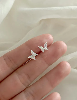 925 Silver Opal Cubic Butterfly Mini Silver Earrings