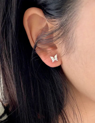 925 Silver Opal Cubic Butterfly Mini Silver Earrings