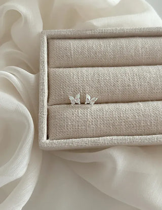 925 Silver Opal Cubic Butterfly Mini Silver Earrings