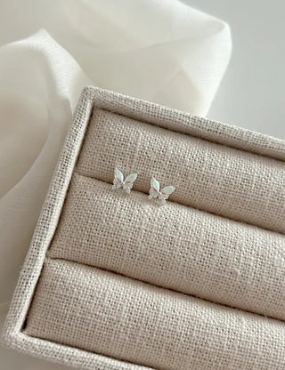 925 Silver Opal Cubic Butterfly Mini Silver Earrings