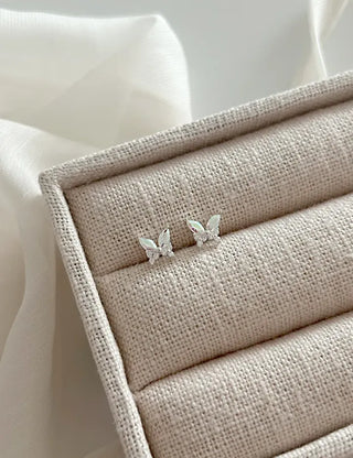 925 Silver Opal Cubic Butterfly Mini Silver Earrings