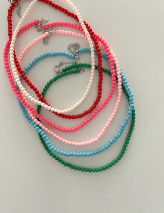 Basic beaded layered fashion necklace
