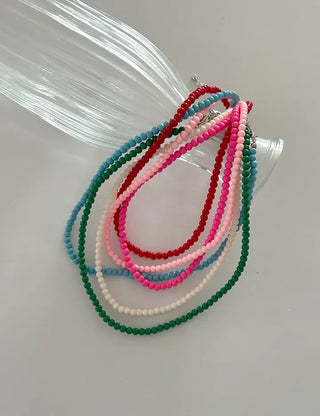 Basic beaded layered fashion necklace
