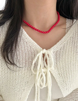 Basic beaded layered fashion necklace