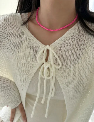 Basic beaded layered fashion necklace