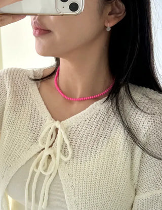 Basic beaded layered fashion necklace