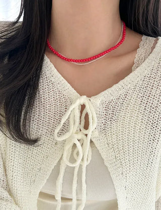 Basic beaded layered fashion necklace