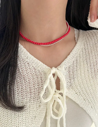 Basic beaded layered fashion necklace