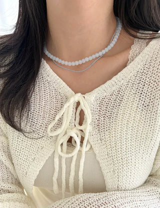 Basic beaded layered fashion necklace