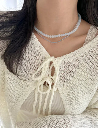 Basic beaded layered fashion necklace