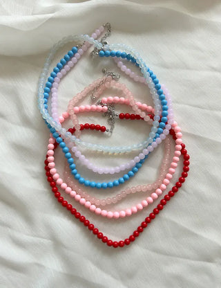 Basic beaded layered fashion necklace
