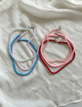Basic beaded layered fashion necklace