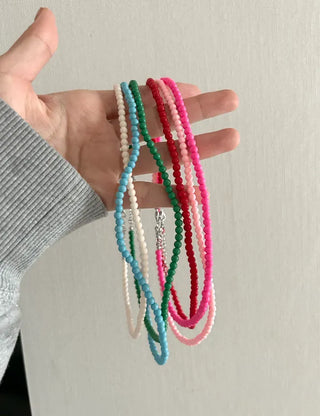 Basic beaded layered fashion necklace
