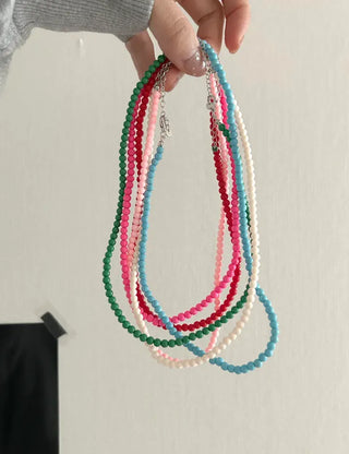 Basic beaded layered fashion necklace