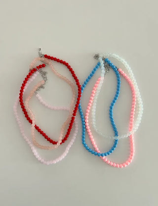 Basic beaded layered fashion necklace