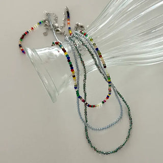 Simple daily layered mini bead necklace