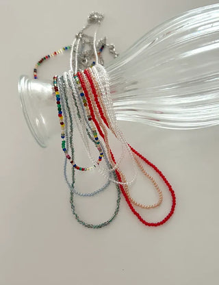 Simple daily layered mini bead necklace