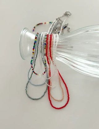Simple daily layered mini bead necklace