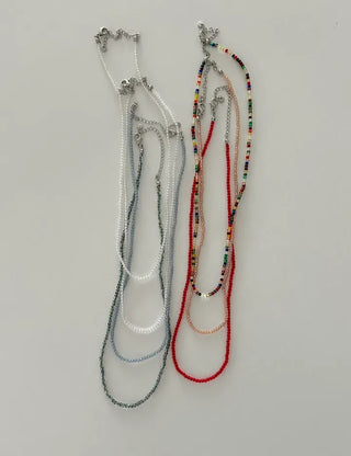 Simple daily layered mini bead necklace