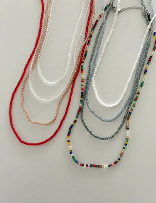 Simple daily layered mini bead necklace