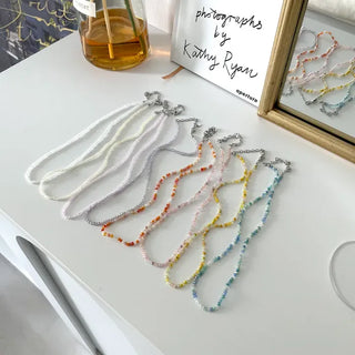 Simple daily layered mini bead necklace