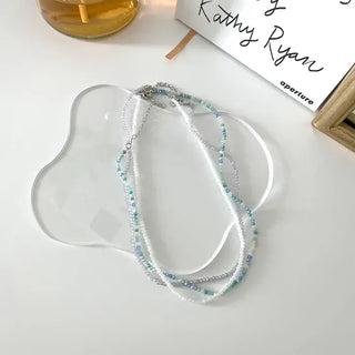 Simple daily layered mini bead necklace