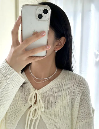 Simple daily layered mini bead necklace