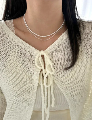 Simple daily layered mini bead necklace
