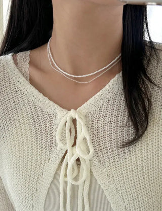 Simple daily layered mini bead necklace