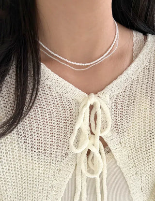 Simple daily layered mini bead necklace