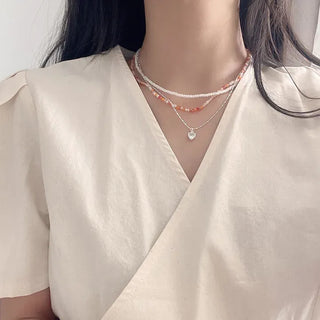 Simple daily layered mini bead necklace