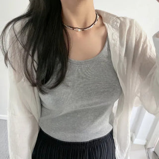 Simple daily layered mini bead necklace