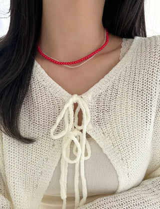Simple daily layered mini bead necklace