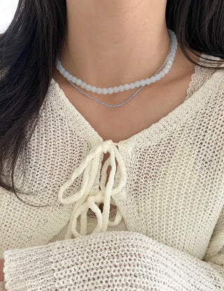 Simple daily layered mini bead necklace