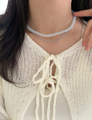 Simple daily layered mini bead necklace