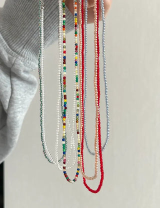 Simple daily layered mini bead necklace