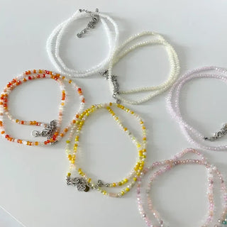 Simple daily layered mini bead necklace