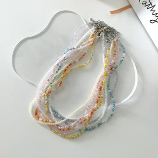 Simple daily layered mini bead necklace