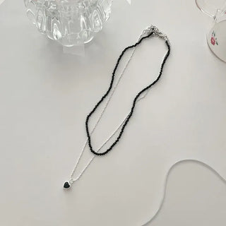 Simple daily layered mini bead necklace