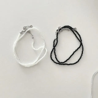 Simple daily layered mini bead necklace