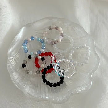 1+1 Production Simple Glass Bead Handmade Ring