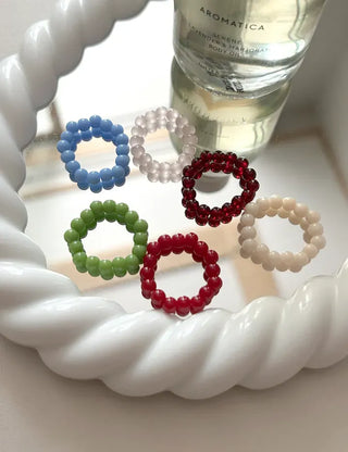 1+1 Production Simple Glass Bead Handmade Ring