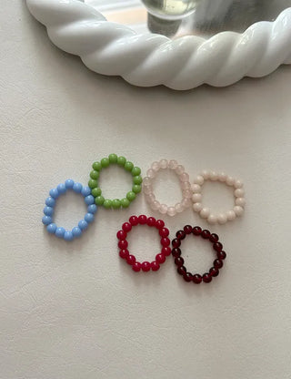 1+1 Production Simple Glass Bead Handmade Ring