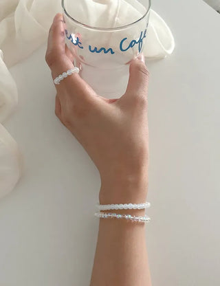1+1 Production Simple Glass Bead Handmade Ring