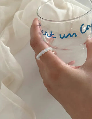 1+1 Production Simple Glass Bead Handmade Ring