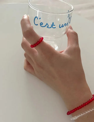 1+1 Production Simple Glass Bead Handmade Ring
